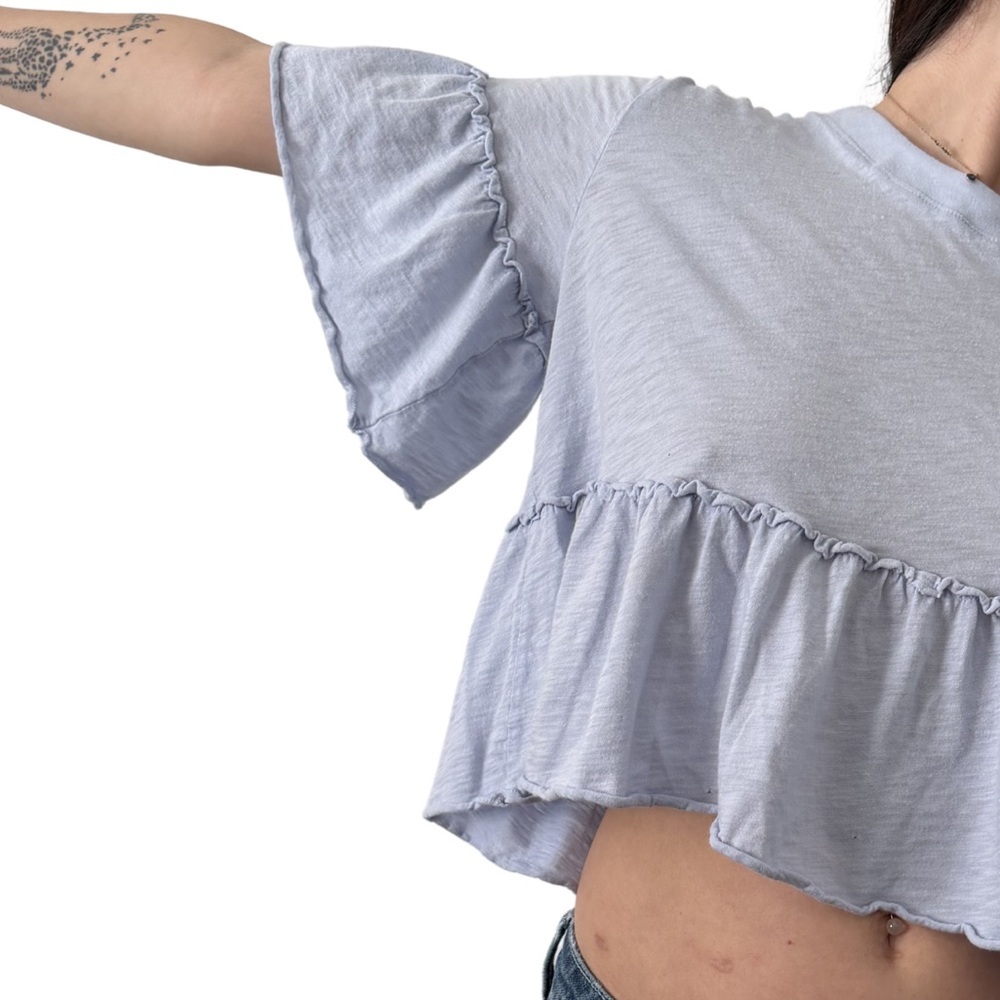 Altar'd State Light Periwinkle Ruffle Crop Top - Picture 3 of 4